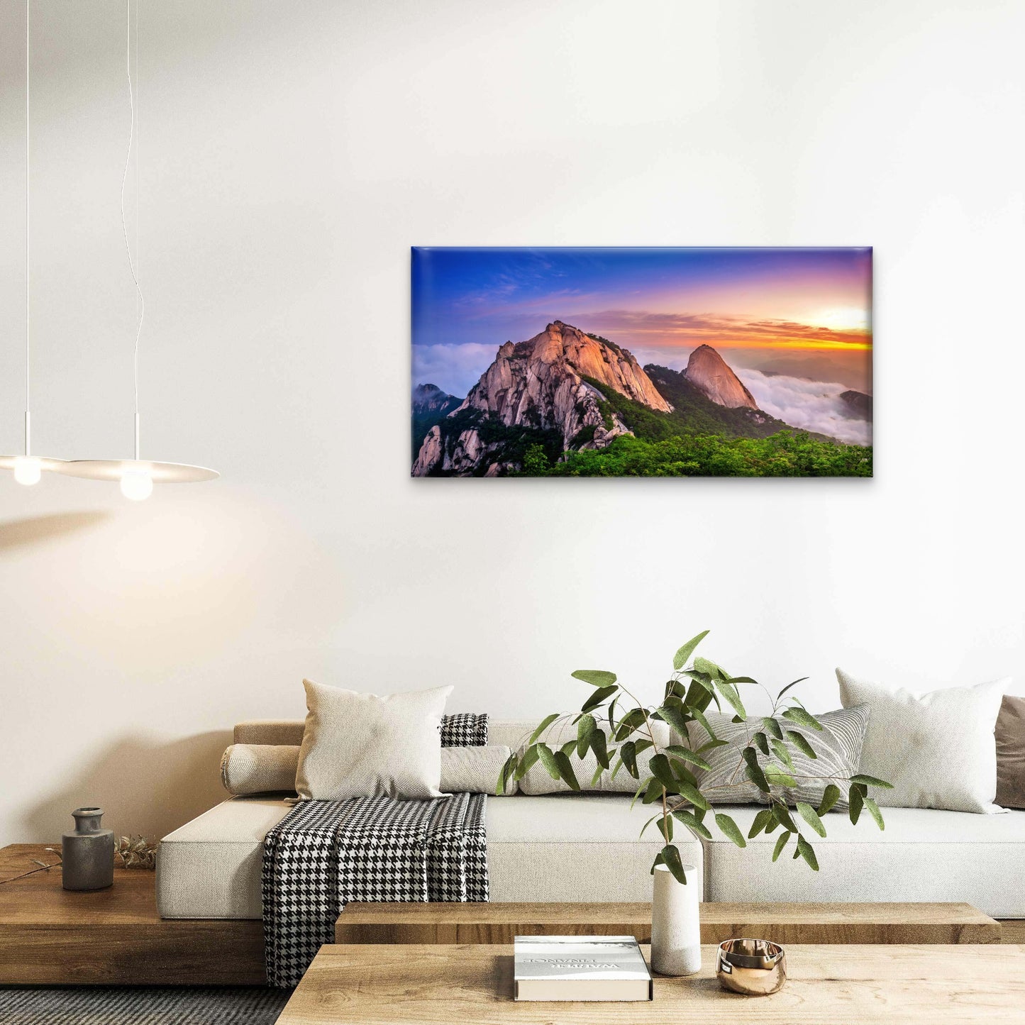 Sunrise Seoul Korea Bukhansan Mountains Wall Art Canvas Office Home Room Framed 120x60cm