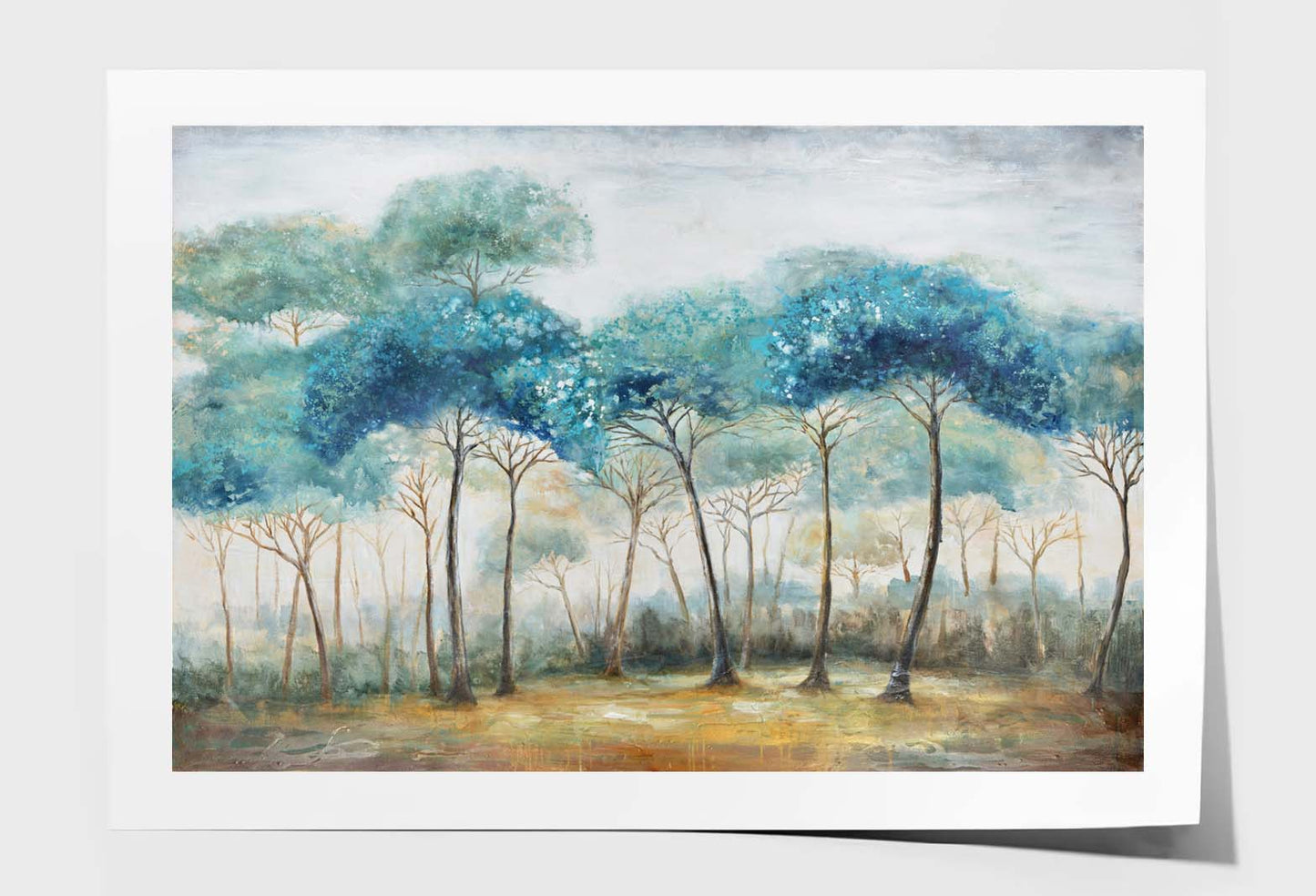 Blue Trees Dense Forest Oil Painting Wall Art Limited Edition High Quality Print