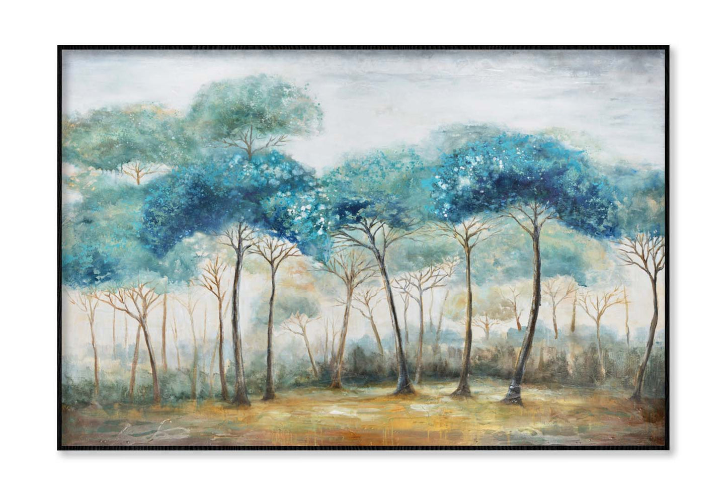 Blue Trees Dense Forest Oil Painting Wall Art Limited Edition High Quality Print