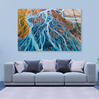 Glacial Rivers from Above  Acrylic Glass Print Tempered Glass Wall Art 100% Made in Australia Ready to Hang