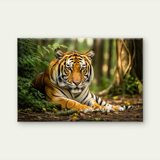 Majestic Bengal Tiger Resting in Lush Jungle Wall Art Decor 100% Australian Made