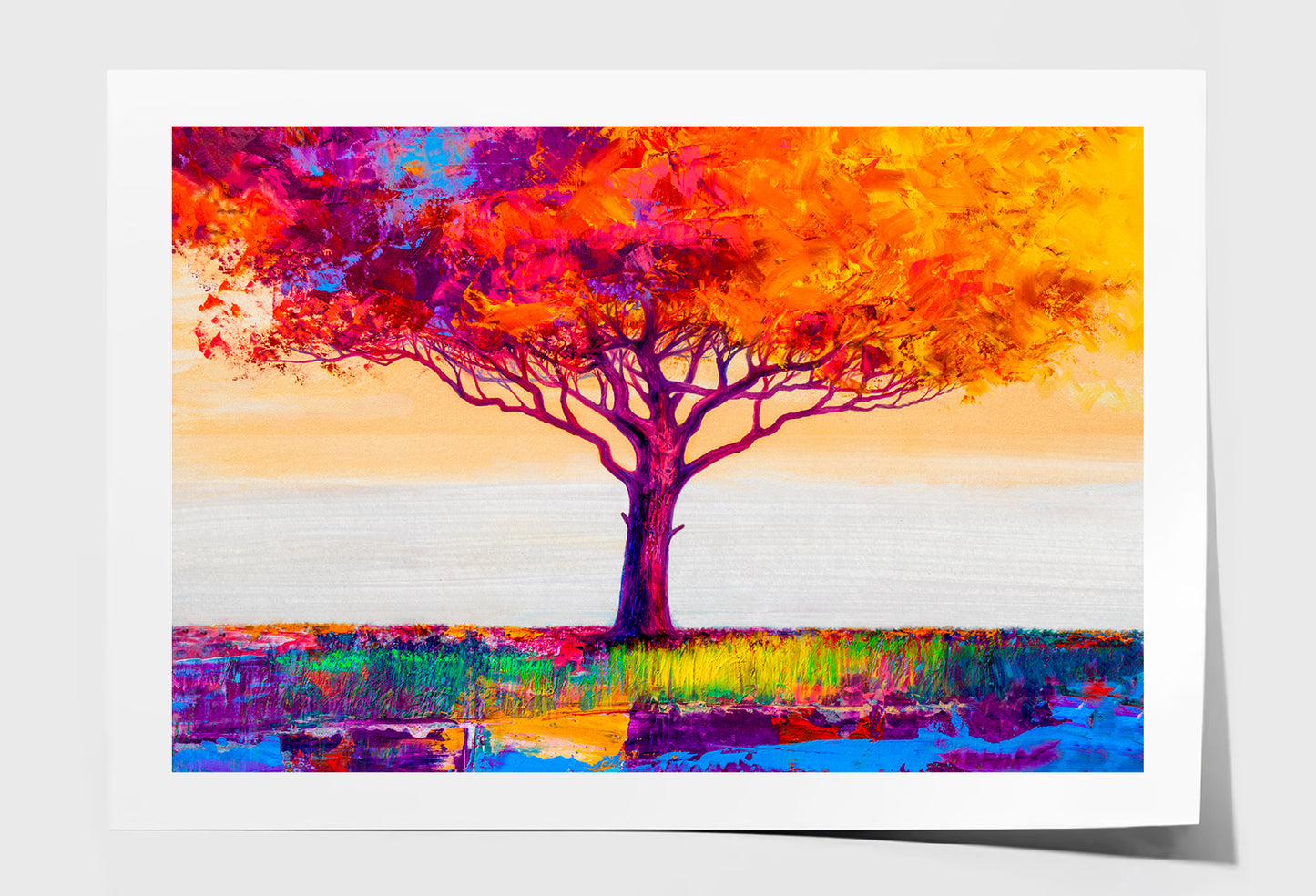 Abstract Colorful Autumn Tree Oil Painting Limited Edition High Quality Print Unframed Roll Canvas None