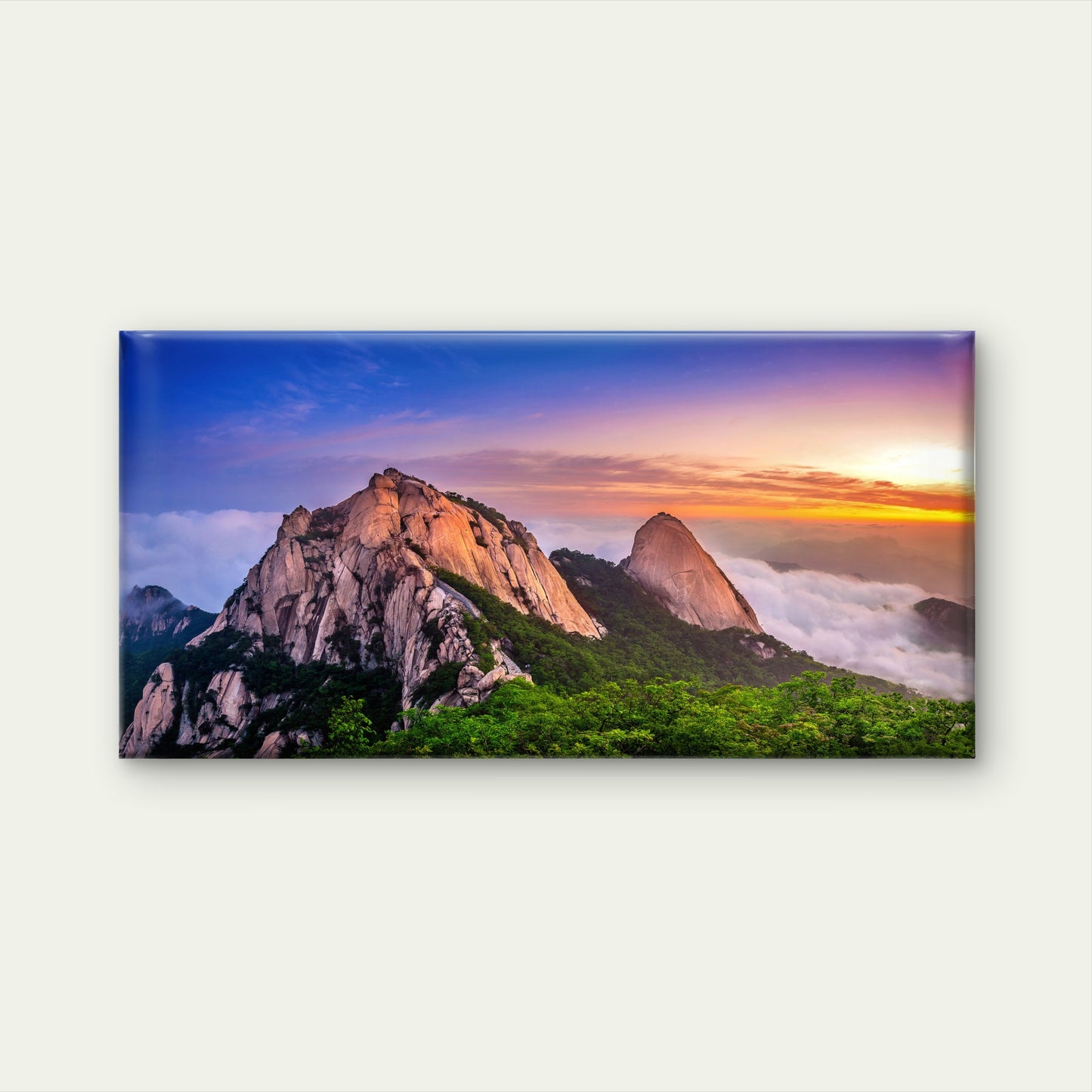 Sunrise Seoul Korea Bukhansan Mountains Wall Art Canvas Office Home Room Framed 120x60cm