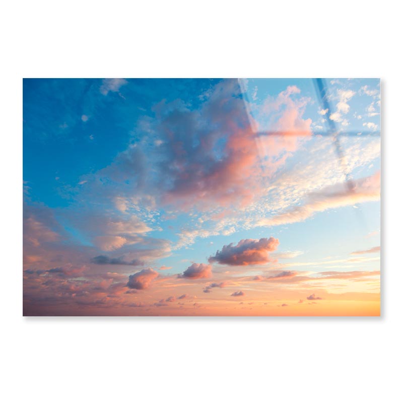 Beautiful Colored Cloudy Evening Sky With Clouds at Sunset Acrylic Glass Print Tempered Glass Wall Art 100% Made in Australia Ready to Hang - Bella Home Decor