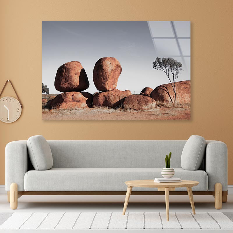 Devils Marbles, Australian Outback Acrylic Glass Print Tempered Glass Wall Art 100% Made in Australia Ready to Hang