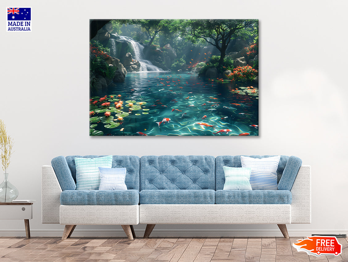 Waterfall in the Garden View Print 100% Australian Made - Bella Home Decor