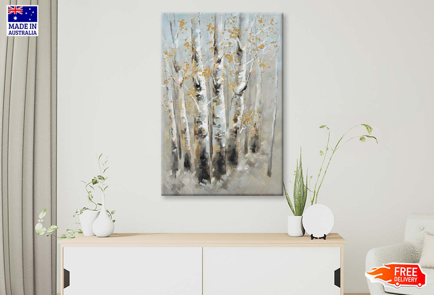 Forest, Autumn Scenery, Tree Trunks Wall Art Limited Edition High Quality Print