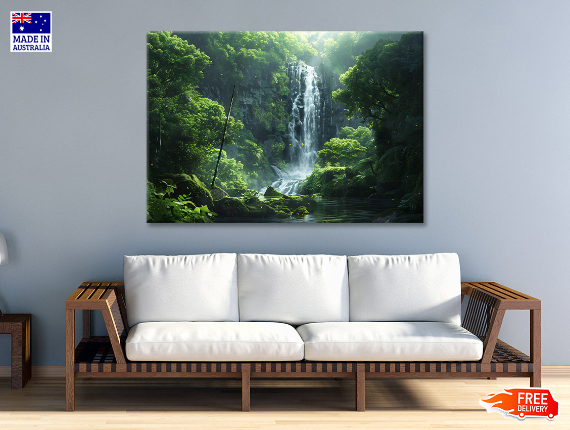 Waterfall, Trees, Lake Print 100% Australian Made - Bella Home Decor