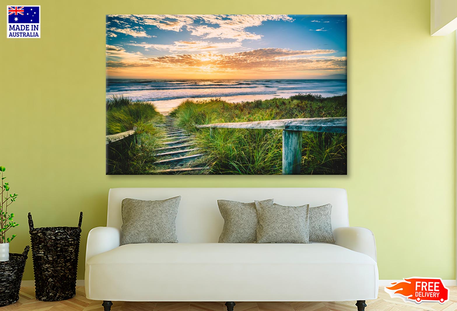 Beautiful View of a Beach at Sunset in Christchurch, New Zealand Wall Art Decor 100% Australian Made - Bella Home Decor