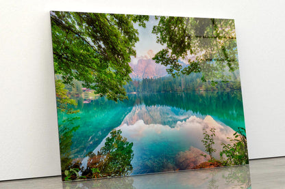 Sunset Over Fusine Lake with Mountains Acrylic Glass Print Tempered Glass Wall Art 100% Made in Australia Ready to Hang