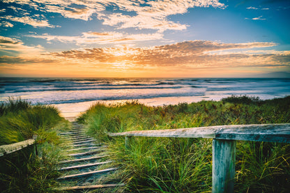 Beautiful View of a Beach at Sunset in Christchurch, New Zealand Home Decor Premium Quality Poster Print Choose Your Sizes