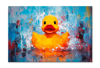 Oil Painting of A Yellow Rubber Duck Wall Art Limited Edition High Quality Print Stretched Canvas None