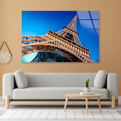 Eiffel Tower & Blue Sky Acrylic Glass Print Tempered Glass Wall Art 100% Made in Australia Ready to Hang