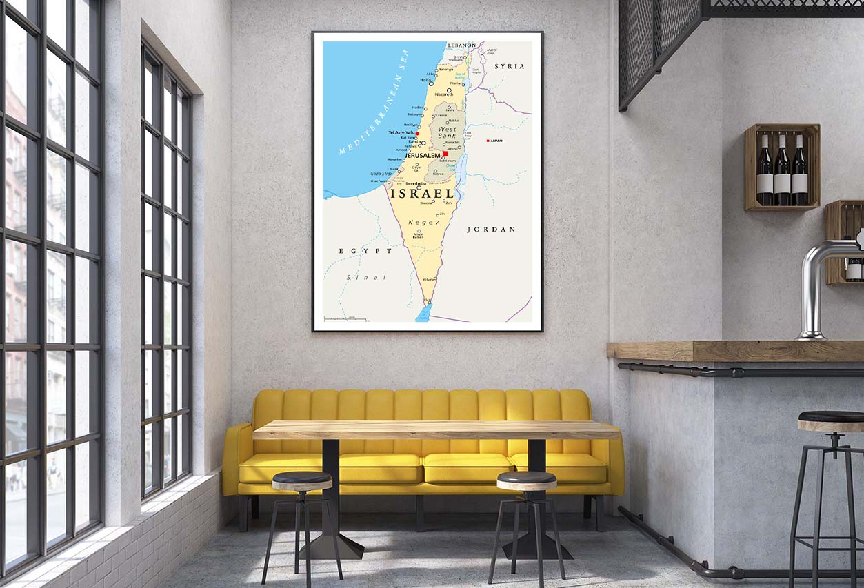 Israel Political Map with Capital Jerusalem Home Decor Premium Quality Poster Print Choose Your Sizes