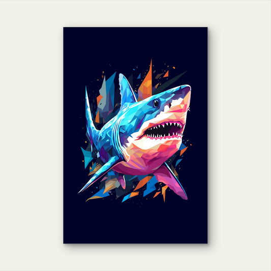 Abstract Great White Shark Marine Life 40x60cm Metal Print Ready to Hang