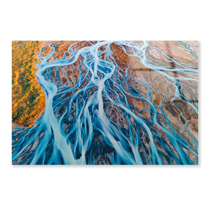 Glacial Rivers from Above  Acrylic Glass Print Tempered Glass Wall Art 100% Made in Australia Ready to Hang