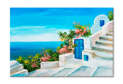 Summer Seascape Colorful Flowers Oil Painting Limited Edition High Quality Print Stretched Canvas None