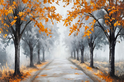 Black And White Autumn Tree Path Way Wall Art Decor 100% Australian Made - Bella Home Decor