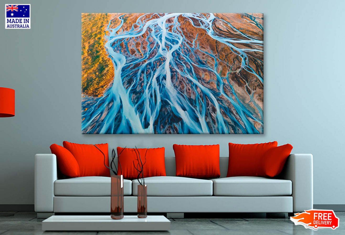 Glacial Rivers from Above Aerial Wall Art Decor 100% Australian Made - Bella Home Decor