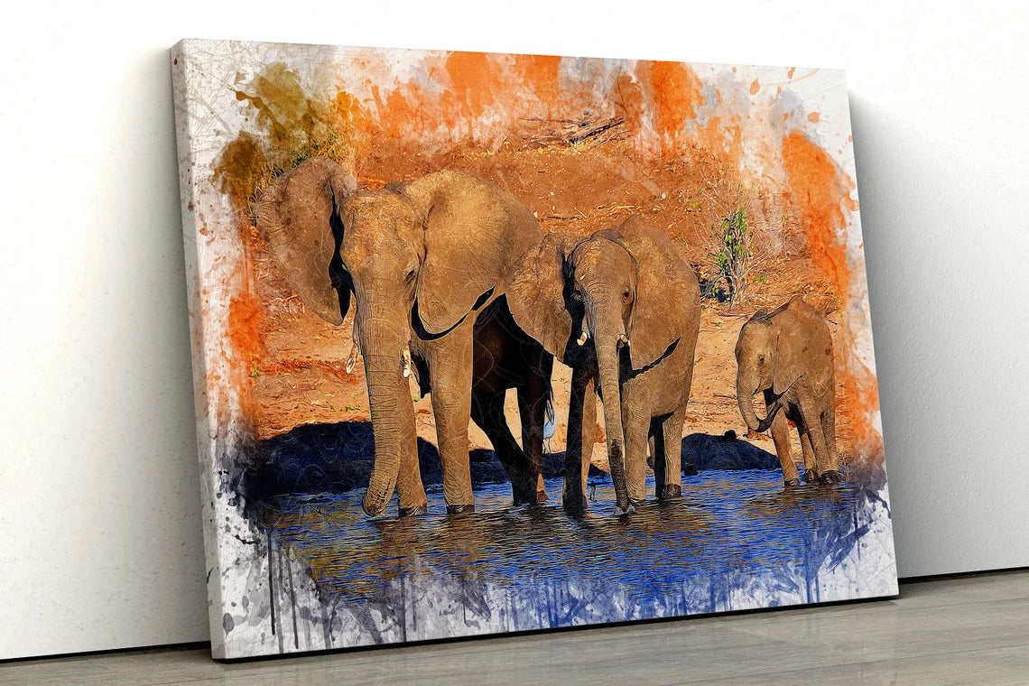 Large water color Elephant UV Direct Aluminum Print Australian Made Quality