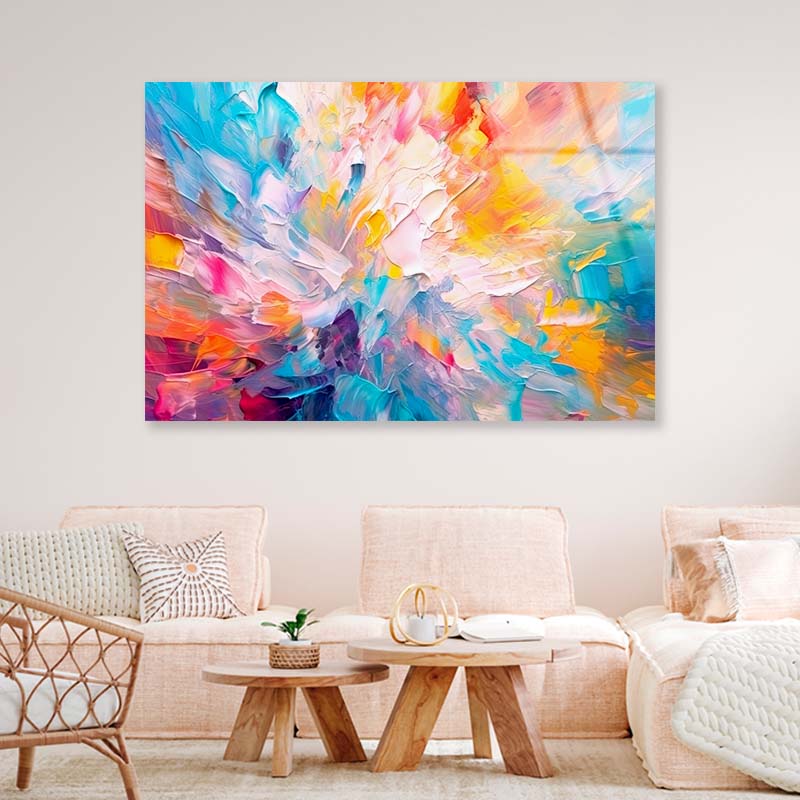 Multicolor Oil Paint Abstract Acrylic Glass Print Tempered Glass Wall Art 100% Made in Australia Ready to Hang