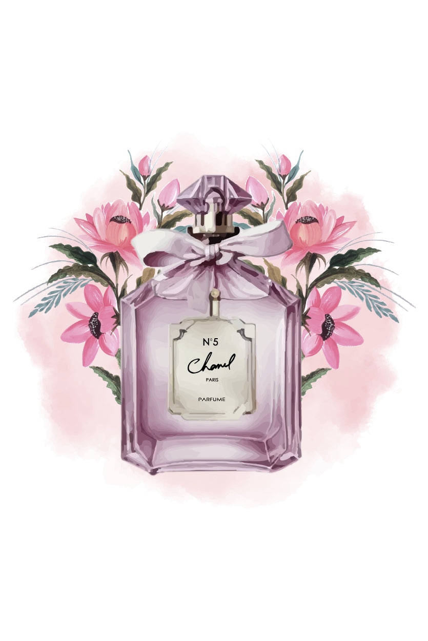 Pink Purple Perfume with Flowers Print 100% Australian Made