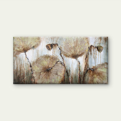 Asia Lotus Leaf Water Lily Wall Art Canvas Office Home Room Framed 120x60cm - Bella Home Decor