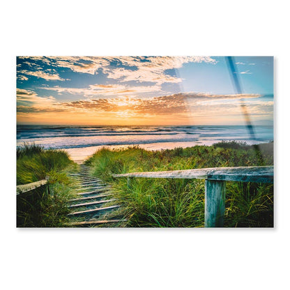 Beautiful View of a Beach at Sunset in Christchurch, New Zealand Acrylic Glass Print Tempered Glass Wall Art 100% Made in Australia Ready to Hang - Bella Home Decor