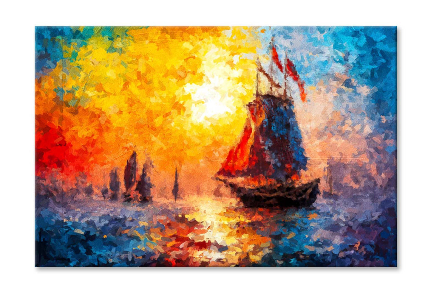 Seascape Paintings with Sunlight Background Wall Art Limited Edition High Quality Print