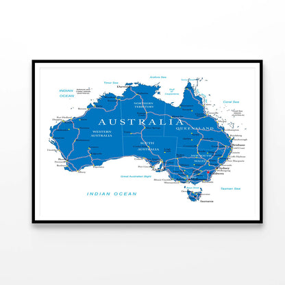 Australia Road Map Home Decor Premium Quality Poster Print Choose Your Sizes