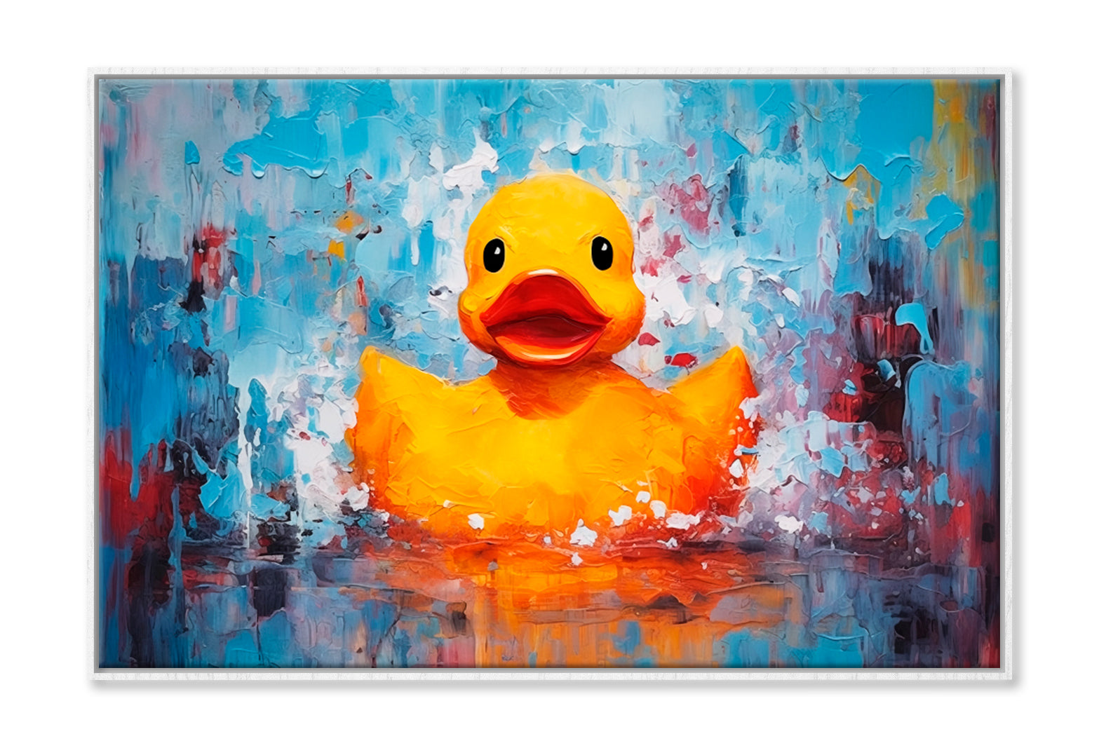 Oil Painting of A Yellow Rubber Duck Wall Art Limited Edition High Quality Print Canvas Box Framed White