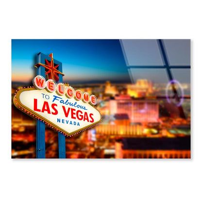 Nevada Sign with The Heart Of Las Vegas Scene  Acrylic Glass Print Tempered Glass Wall Art 100% Made in Australia Ready to Hang