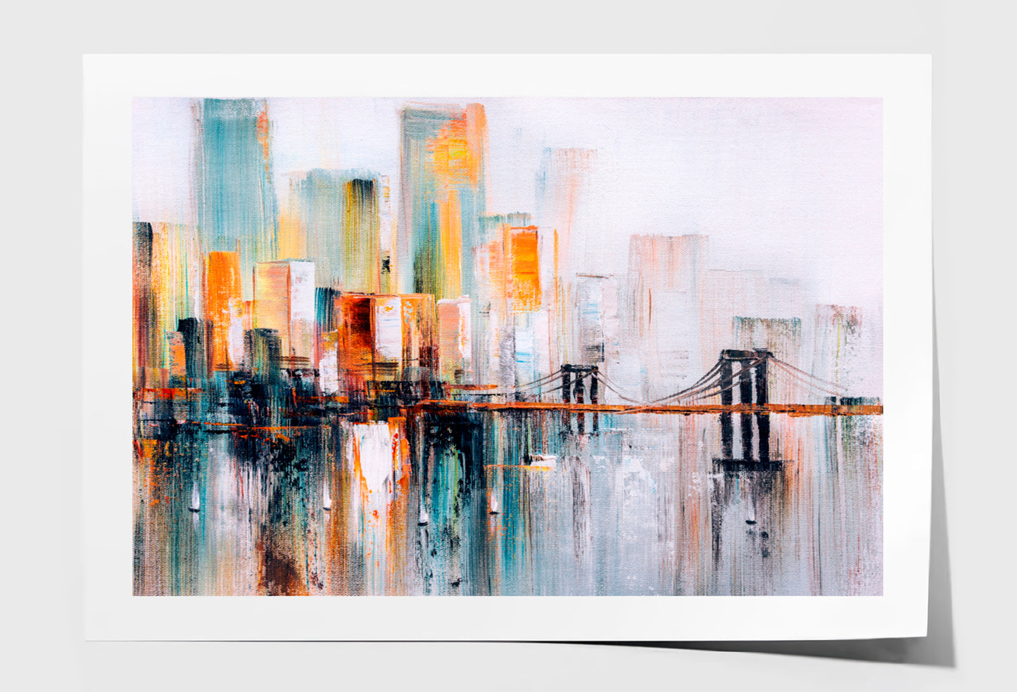 Brooklyn Bridge, New York Oil Painting Wall Art Limited Edition High Quality Print Unframed Roll Canvas None