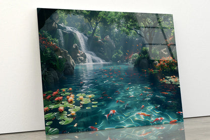 Waterfall in the Garden View Acrylic Glass Print Tempered Glass Wall Art 100% Made in Australia Ready to Hang - Bella Home Decor