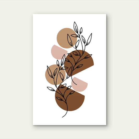 Minimalist Modern Leaf Branch Sketch 40x60cm Metal Print Ready to Hang