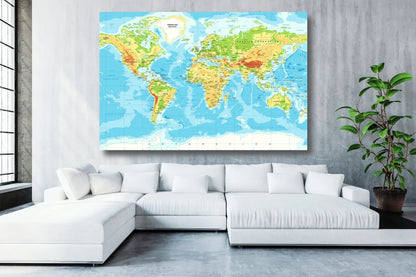 Classic World Map UV Direct Aluminum Print Australian Made Quality