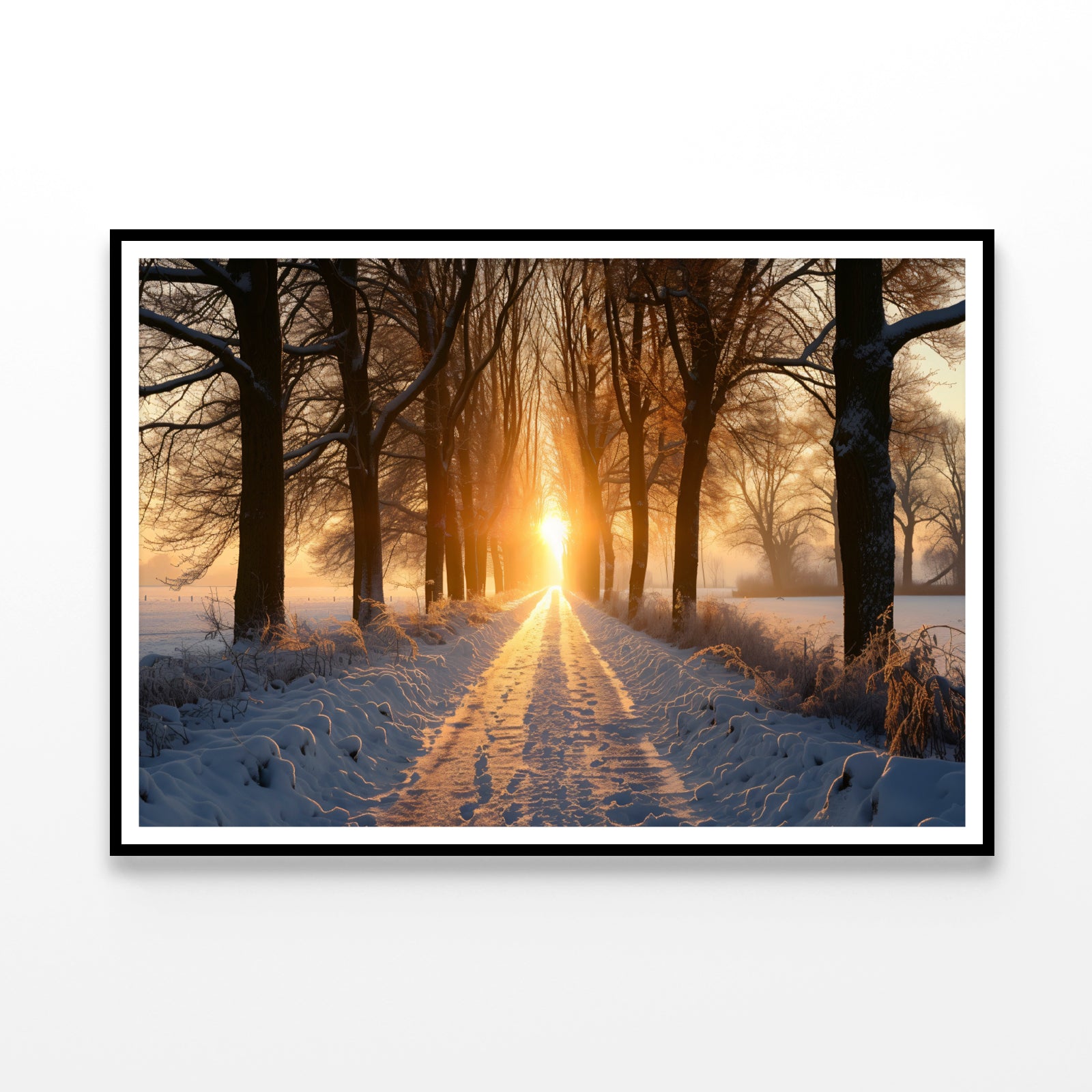 Winter with Tree Alley at Sunset Home Decor Premium Quality Poster Print Choose Your Sizes - Bella Home Decor
