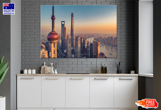 Shanghai Skyline Print 100% Australian Made