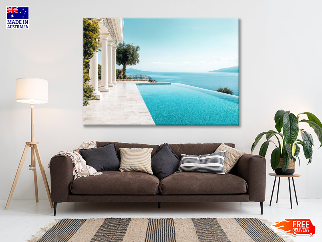 A Beautiful Pool with a View of the Ocean Print 100% Australian Made