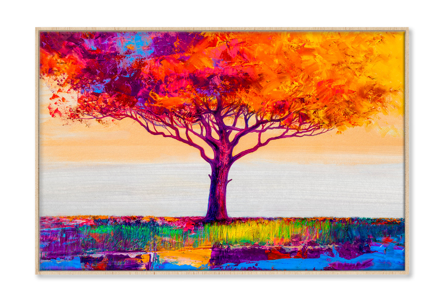 Abstract Colorful Autumn Tree Oil Painting Limited Edition High Quality Print Canvas Box Framed Natural