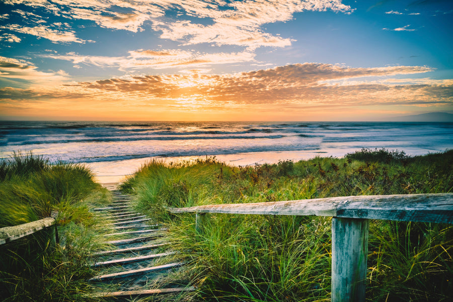 Beautiful View of a Beach at Sunset in Christchurch, New Zealand Wall Art Decor 100% Australian Made - Bella Home Decor