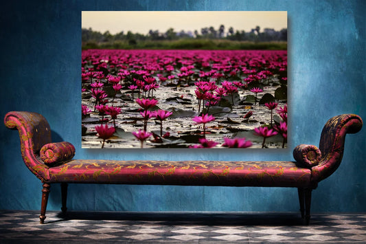 Lake Flowers Wall Art UV Direct Aluminum Print Australian Made Quality