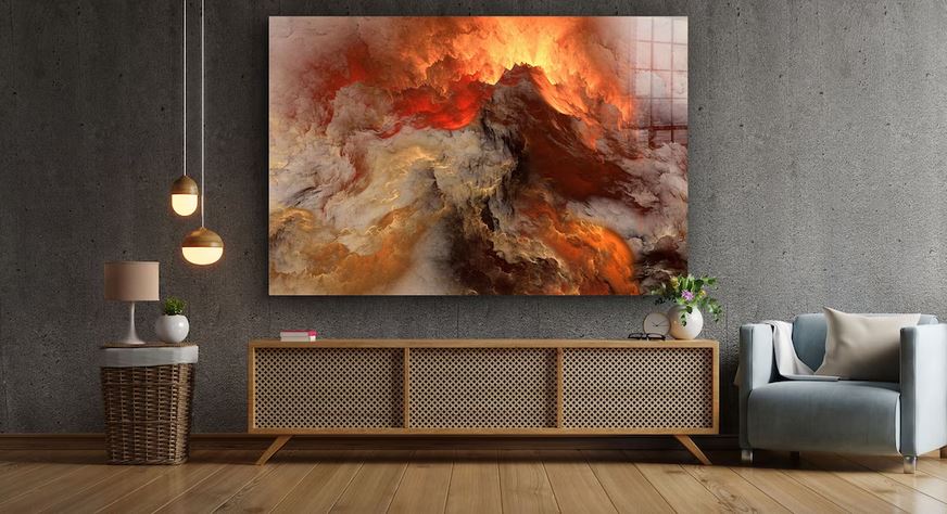 Orange Abstract Clouds UV Direct Aluminum Print Australian Made Quality