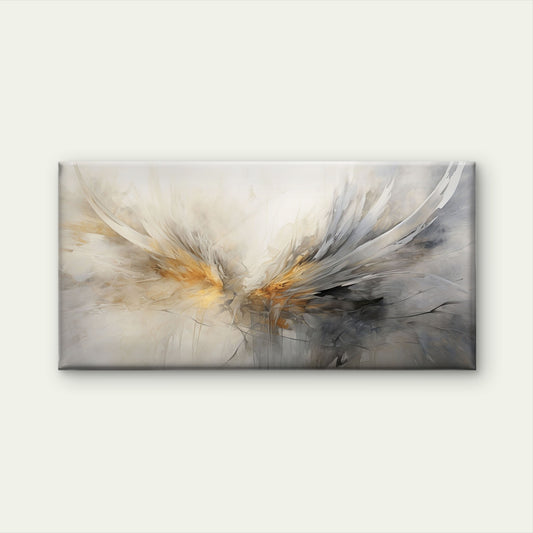 Beige Golden Splash Plume Wall Art Canvas Office Home Room Framed 120x60cm