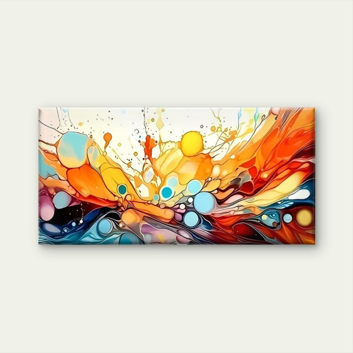Vibrant Cosmic Color Splash Wall Art Canvas Office Home Room Framed 120x60cm