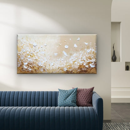 Floating White Flower Petals Wall Art Canvas Office Home Room Framed 120x60cm