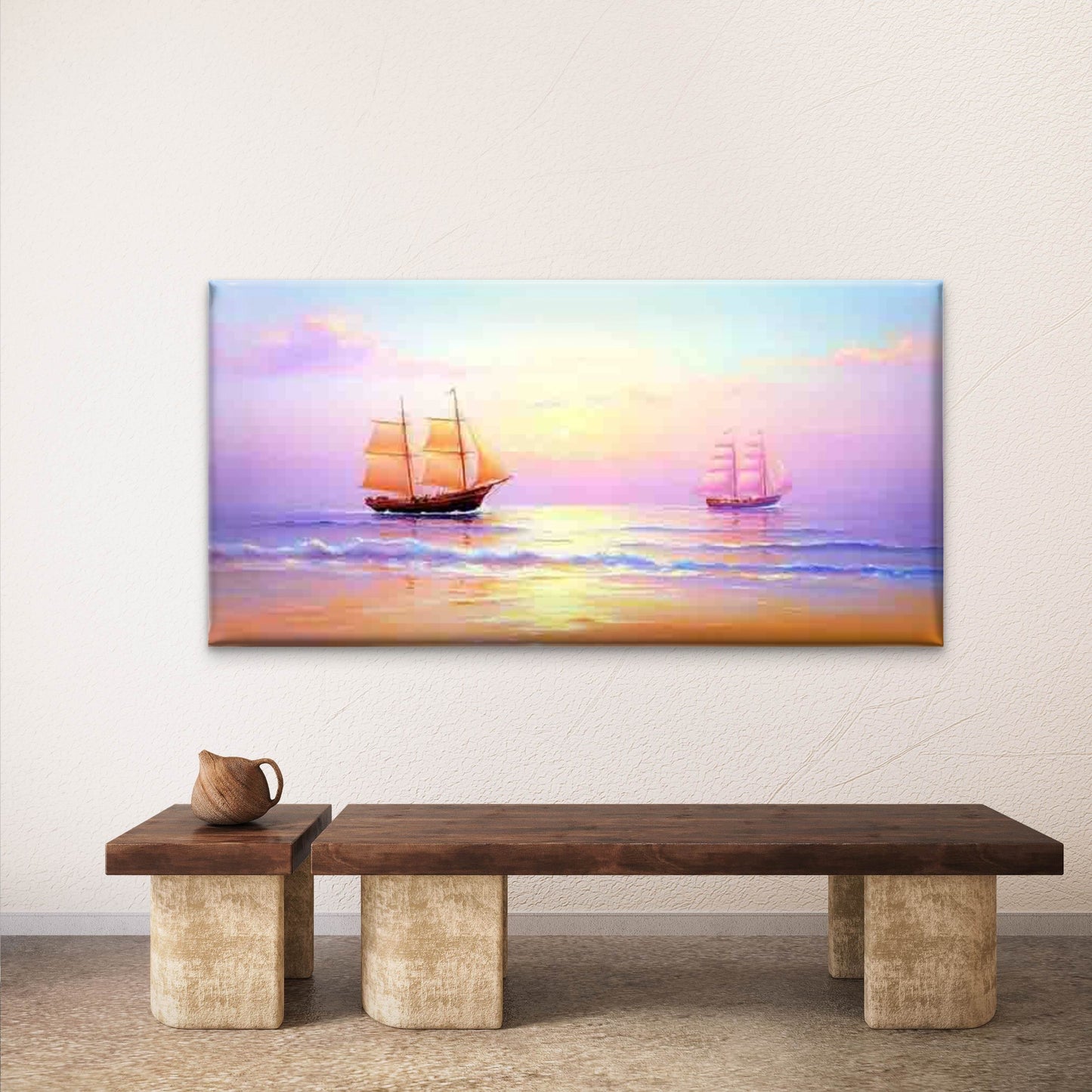 Sailing Sunset Seascape Wall Art Canvas Office Home Room Framed 120x60cm