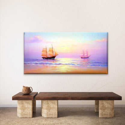 Sailing Sunset Seascape Wall Art Canvas Office Home Room Framed 120x60cm