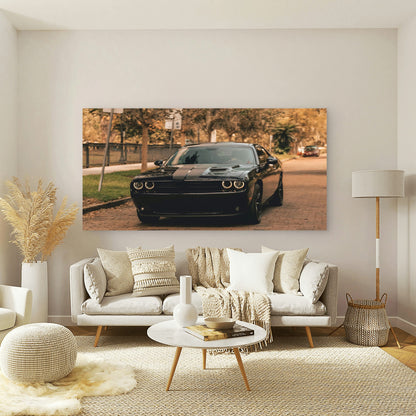 Black Dodge Challenger OnStreet Wall Art Canvas Office Home Room Framed 120x60cm
