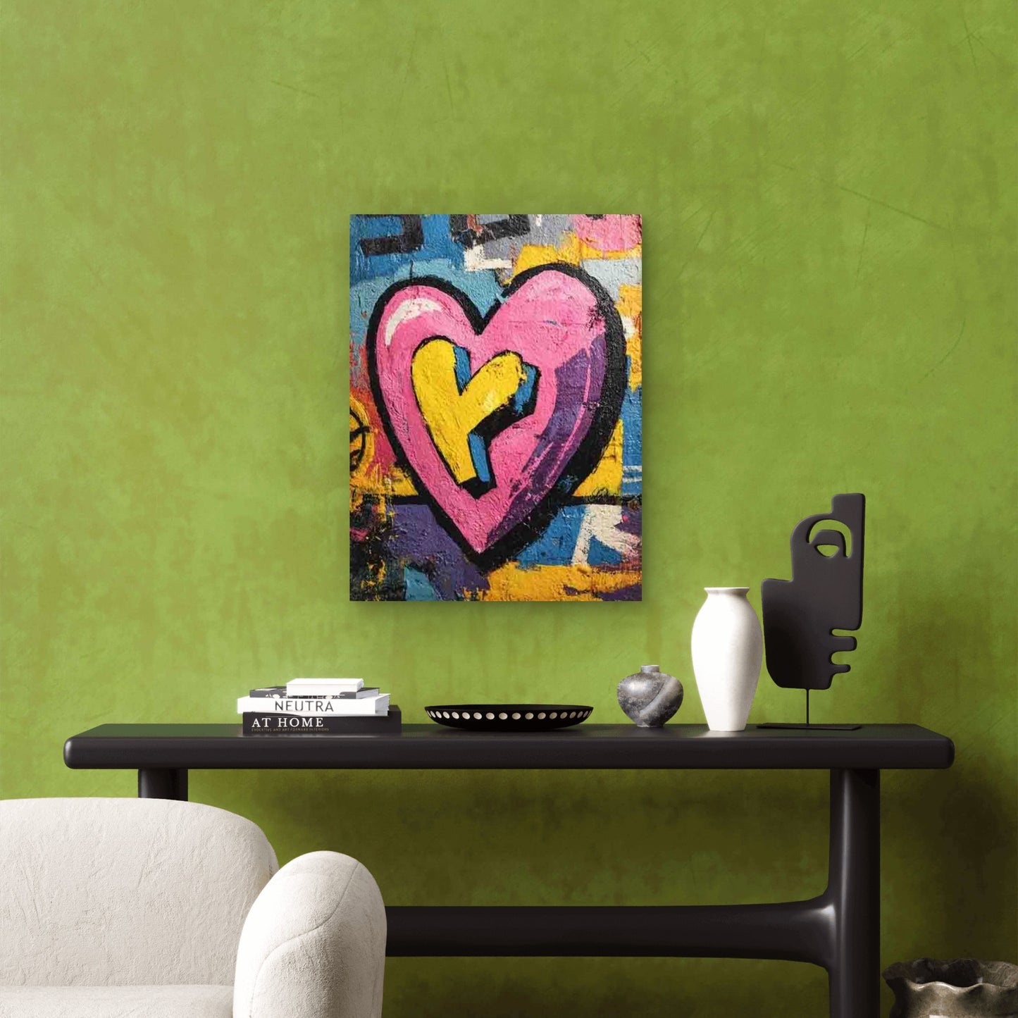 Graffiti-Style Hearts, Love-Themed Decor Metal Print Ready to Hang
